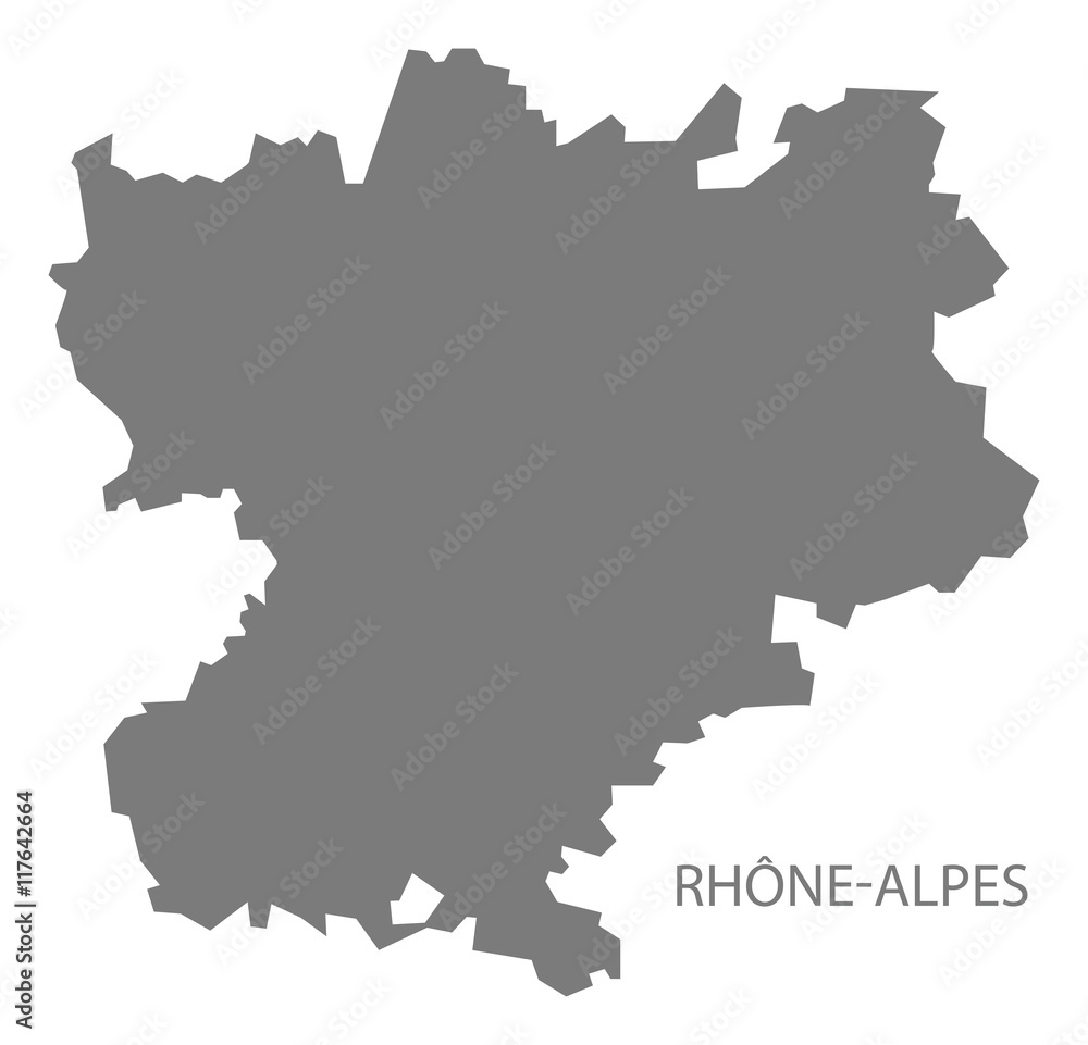 Rhone-Alpes France Map grey