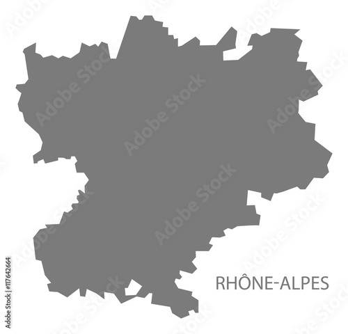 Rhone-Alpes France Map grey