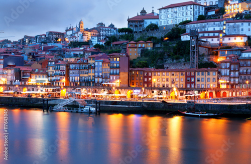Portol old city skyline from across the Douro River,Portugal