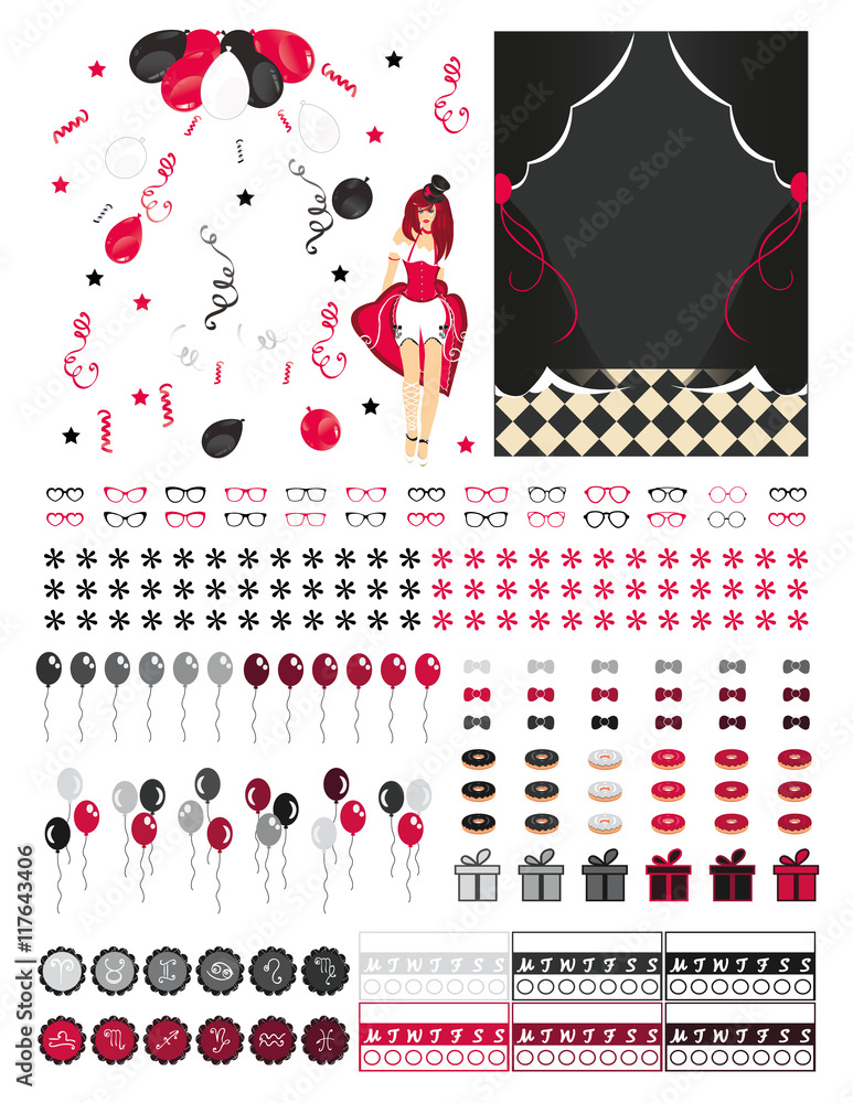 Burlesque eps 10 design with girl dancer, party elements,balloons ...