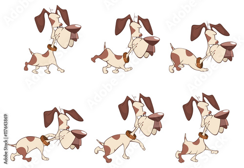 Cartoon Character Cute Hunting Dog for a Computer Game. Storyboard