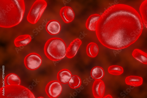 The red blood cells. 3D render of blood defeat the virus. Protection of cages of an organism.