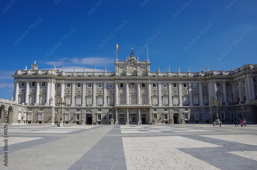 The Royal Palace in Madrid City. Sunny summer day. Spain