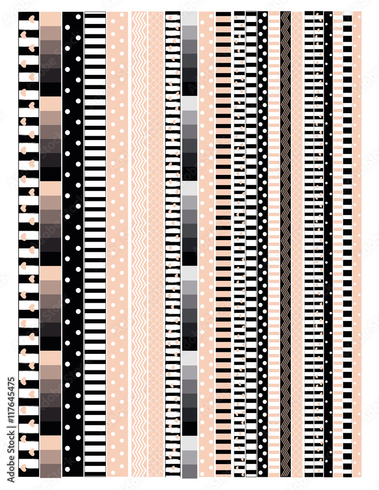 black and vintage pink abstract geometric patterns printable washi tape planners agendas bullet journal scrapbook printables decorative and functional vector clipart clipart stock vector adobe stock