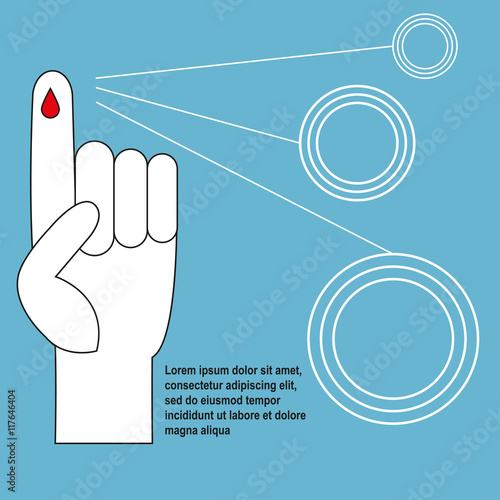 Diabetes Vector illustration The taking of blood to measure blood sugar levels Poster template