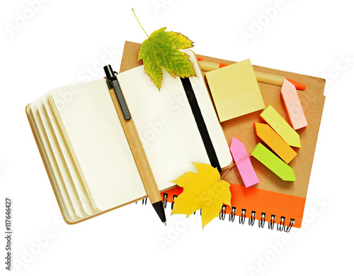 Notebook and pens with dry ...