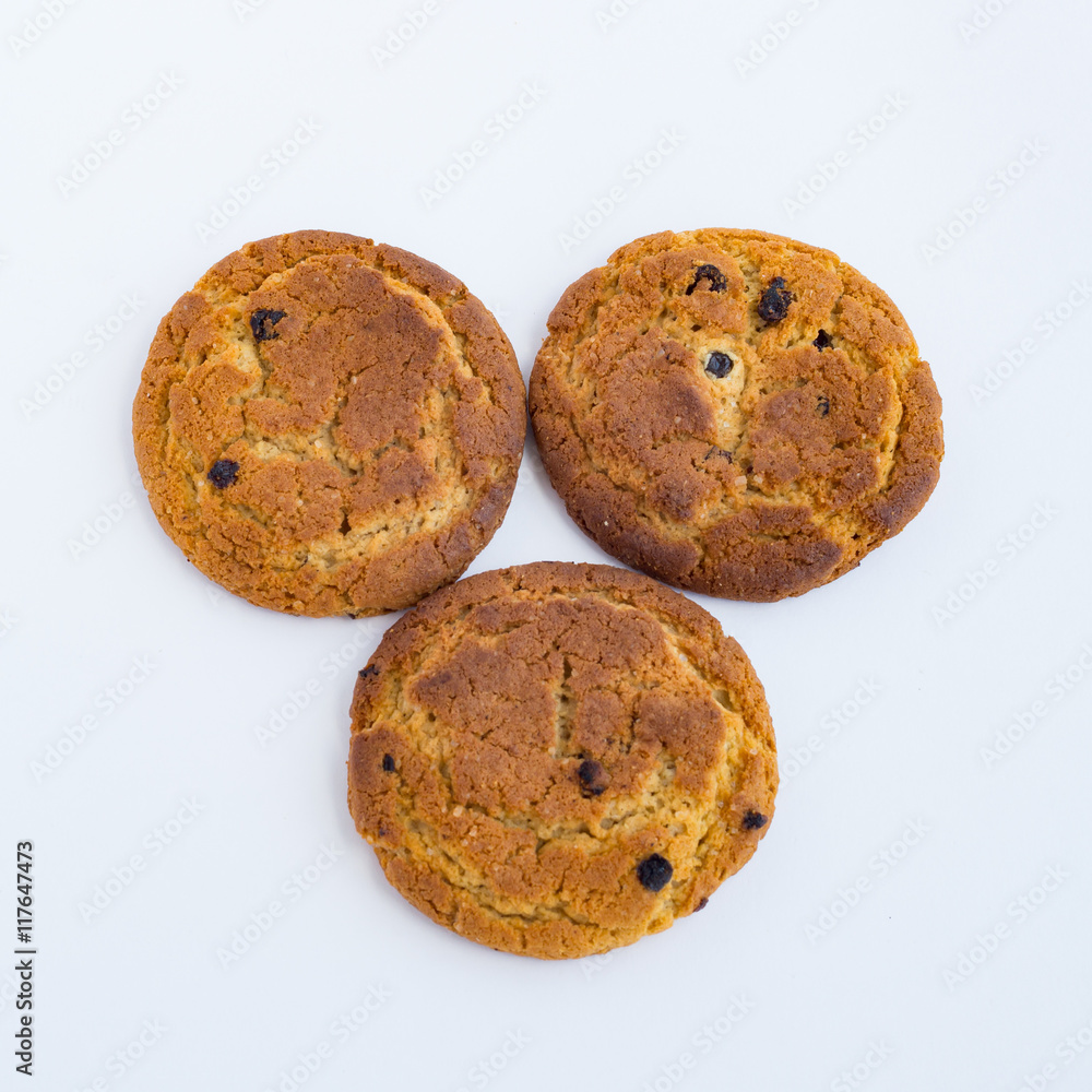 Three cookies on a white background Three cookies on a white background