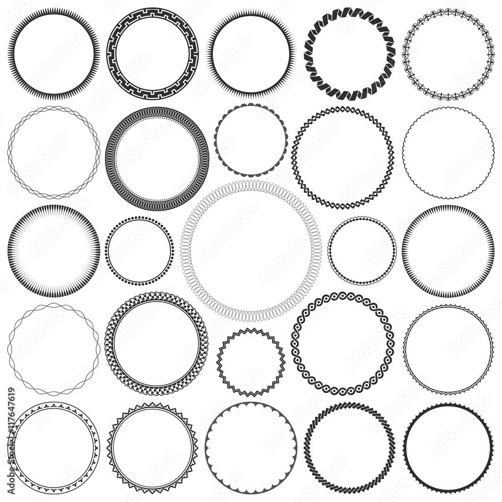 Collection of Round Decorative Border Frames with Clear Background. Ideal for vintage label designs. Collection of Round Decorative Border Frames with Clear Background. Ideal for vintage label designs.