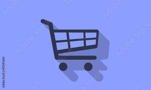 Modern shopping cart icon with long shadow