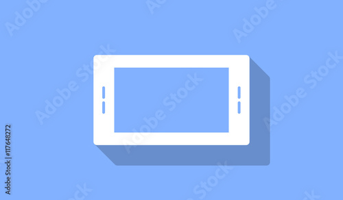 White horizontal smartphone vector icon with long shadow