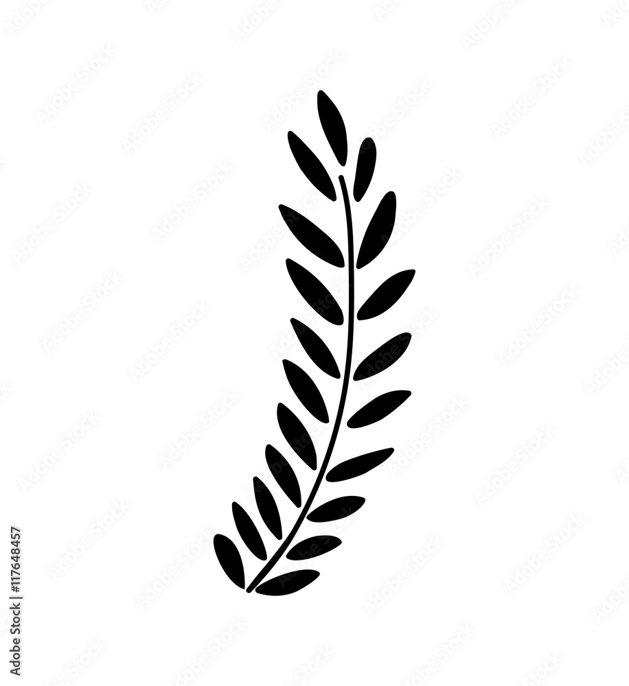 decoration leaf black ornament card icon. Isolated and flat illustration. Vector graphic