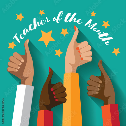 Teacher of the Month thumbs up design.