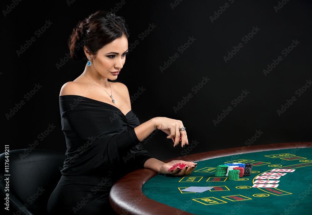 sexy woman with poker cards and chips sexy woman with poker cards and chips