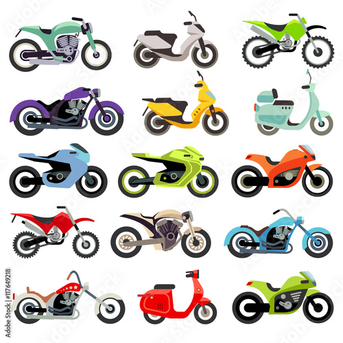 Fotomurale Classic motorcycle motorbike flat vector icons