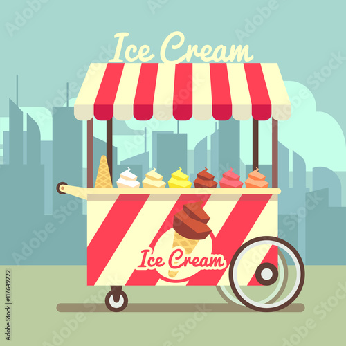 Vector gelato ice cream cart