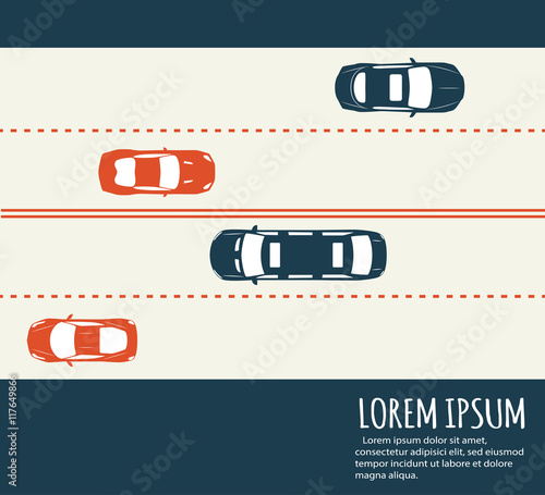 Highway traffic. Minimalistic banner.