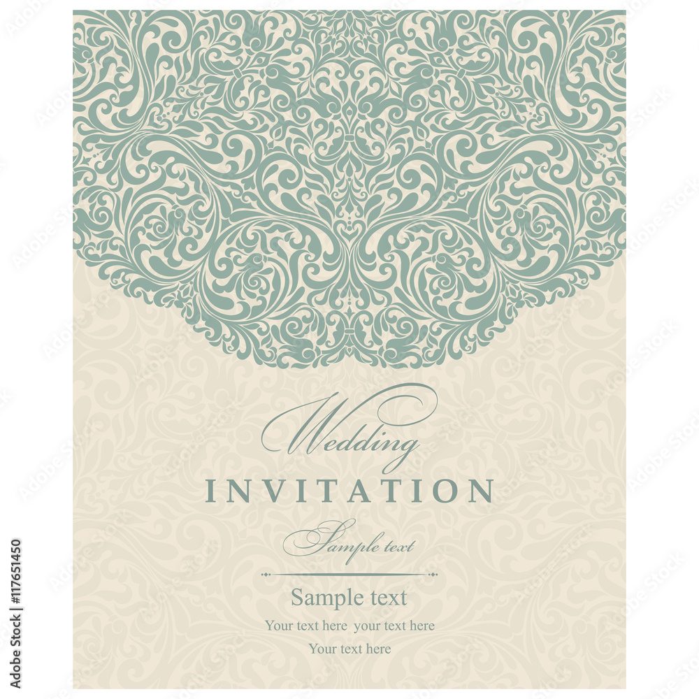 Wedding Invitation cards in an vintage-style green.