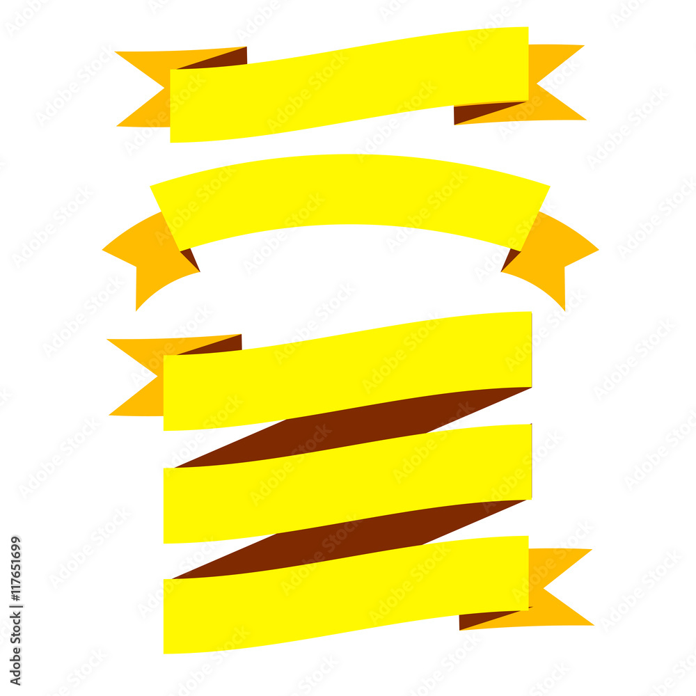 Yellow Modern Ribbons. Different Shapes. Vector Isolated Illustration Yellow Modern Ribbons. Different Shapes. Vector Isolated Illustration