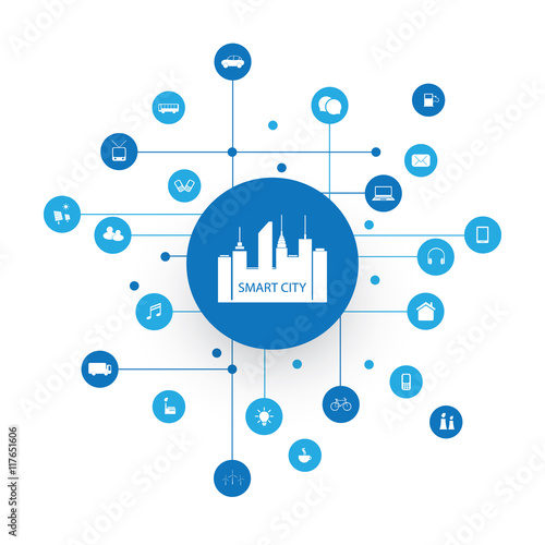 Smart City Design Concept with Icons