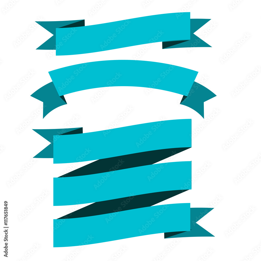 Blue Modern Ribbons. Different Shapes. Vector Isolated Illustration