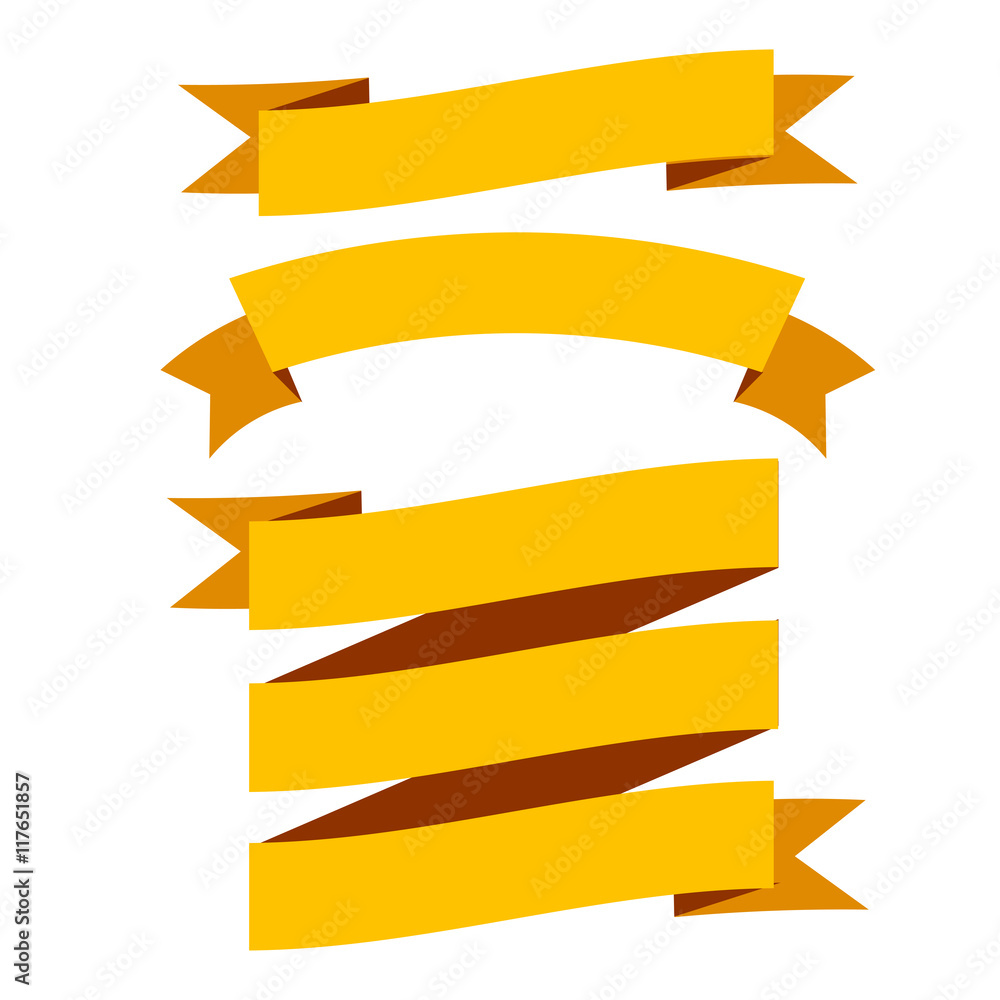 Orange Modern Ribbons. Different Shapes. Vector Isolated Illustration