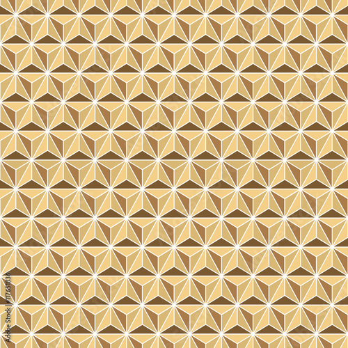 Seamless golden faceted polyhedral background pattern texture
