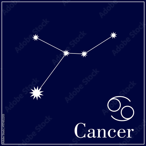 Zodiac  constellation . Cancer icon. Astrology sing. Astronomy symbol. Vector illustration