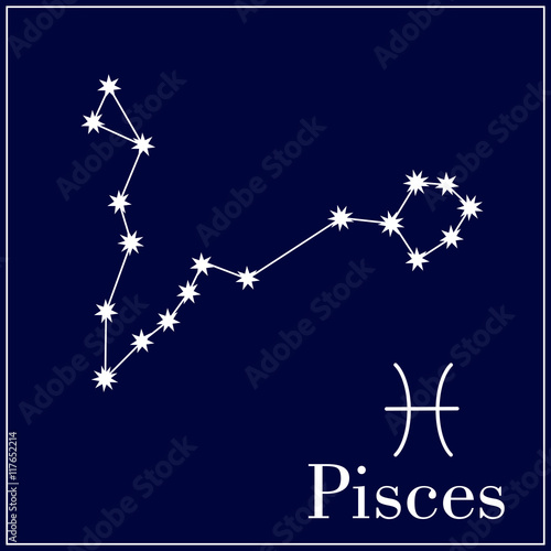 Zodiac  constellation . Pisces icon. Astrology sing. Astronomy symbol. Vector illustration