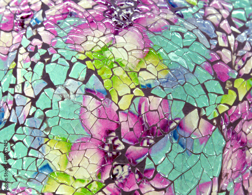 shiny glass texture background with mosaic tile pieces that are very colorful.