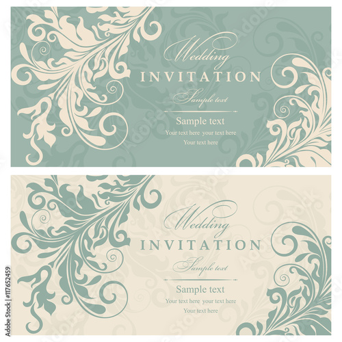 Set of 2 Wedding Invitation card Baroque