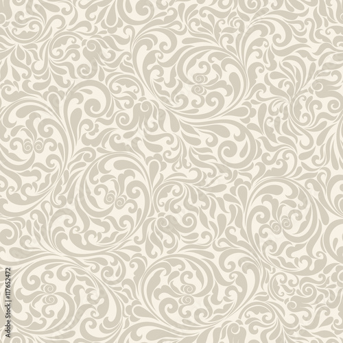 Seamless background of light beige color in the style of Damascus © natalitovchenko