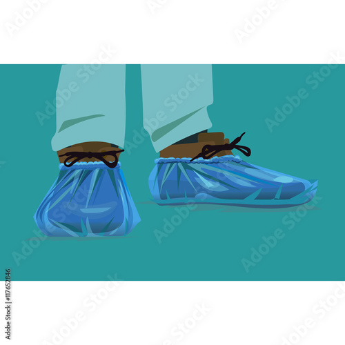 protection on its feet for the hospital, shoe covers cellophane,