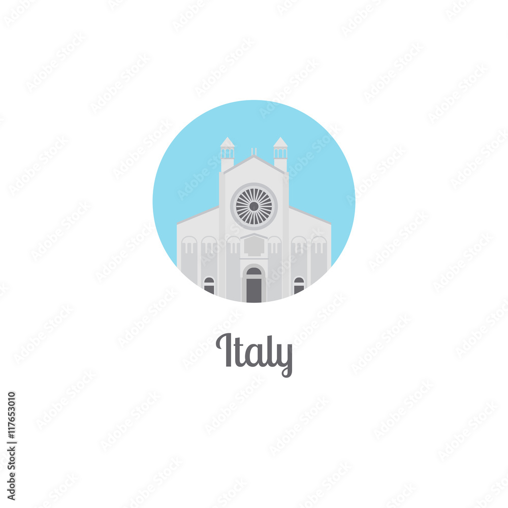 Italy landmark isolated round icon. Vector illustration
