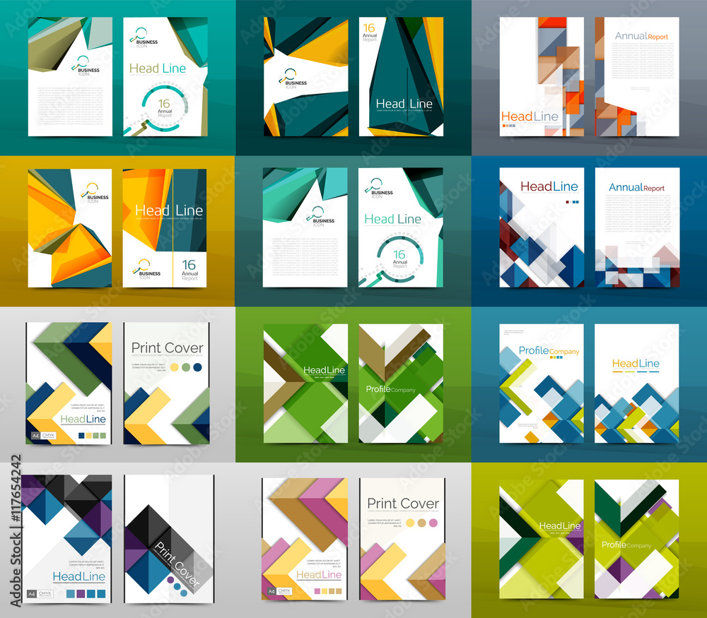 Set of A4 size annual report brochure covers