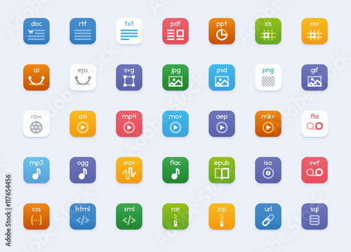 Vector file types icon set