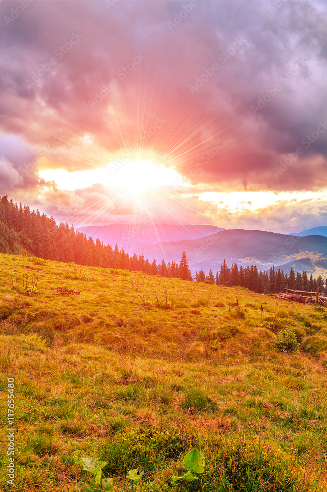 Picturesque Carpathian mountains landscape, scenery of sunset. Ukraine, Europe. Picturesque Carpathian mountains landscape, scenery of sunset. Ukraine, Europe.