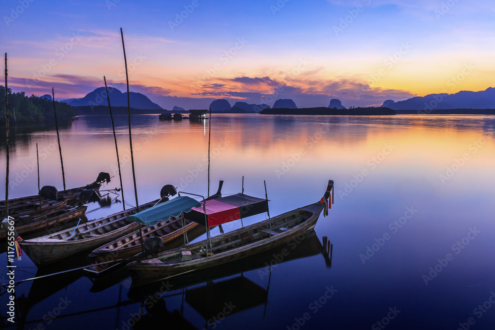 Samchong-tai fishing village on sunrise in Phang-Nga,Thailand