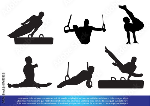 Set of Gymnastics athlete silhouette.