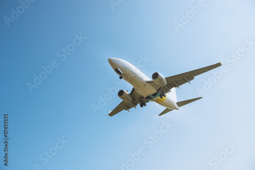 青空を飛翔する旅客機