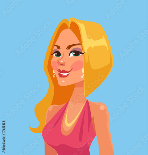Rich successful beautiful blonde woman character. Vector flat cartoon illustration 