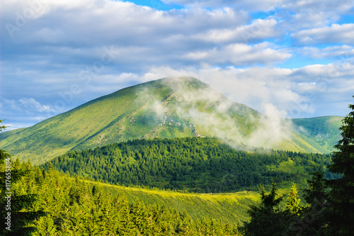 Bright  picturesque Carpathian mountains landscape  view the Petros mount  Ukraine.