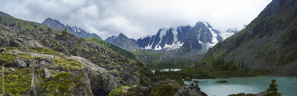 Горный пейзаж с кедрами, Алтай