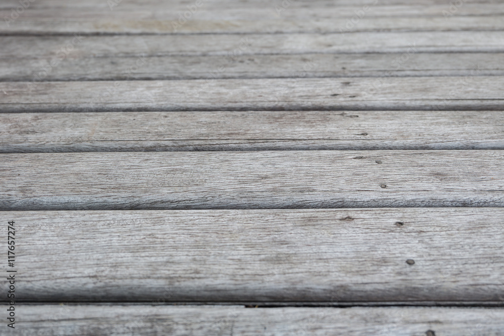 Close up of old wooden plank floor, texture