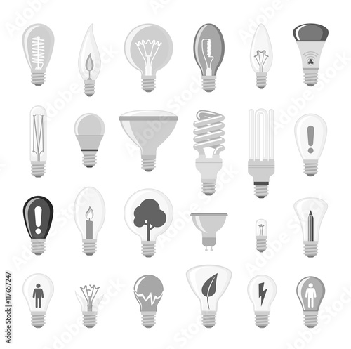Cartoon lamps light bulb vector illustration.
