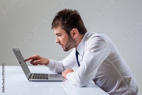 emotional man and laptop
