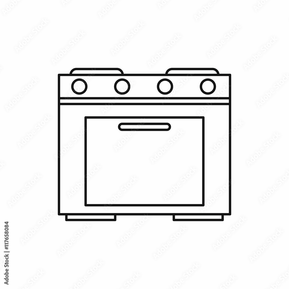 Kitchen stove icon in outline style isolated on white background Kitchen stove icon in outline style isolated on white background
