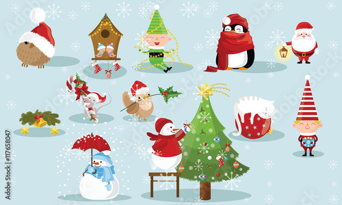 Christmas and New Year holiday Icons and attributes vector image design set for you illustration, design, postcards, labels, stickers and other creative needs.