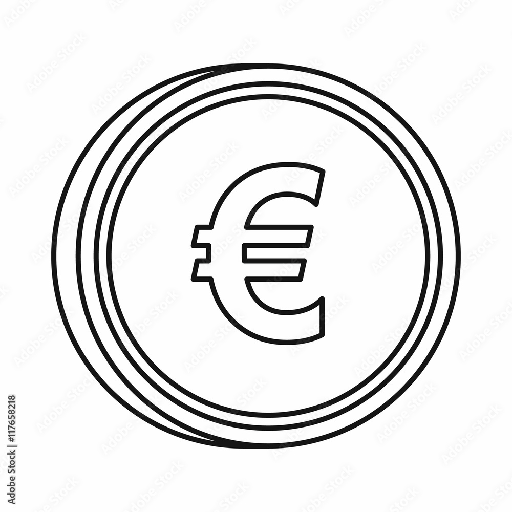 Euro sign icon in outline style isolated on white background Euro sign icon in outline style isolated on white background