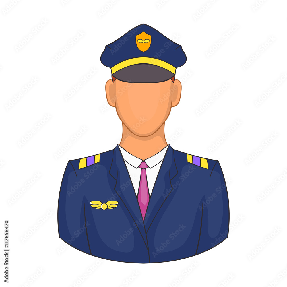 Pilot icon in cartoon style on a white background Pilot icon in cartoon style on a white background