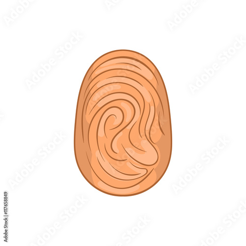 Fingerprint icon in cartoon style on a white background